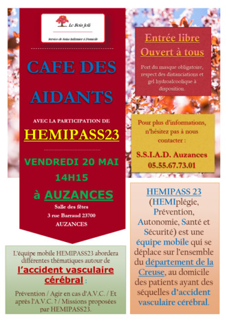 Café des aidants Auzances Intervention HEMIPASS 23