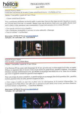 THÉÂTRE HÉLIOS - PROGRAMME JUIN 2023