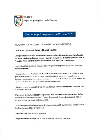 PREVENTION CONTRE LES FEUX DE FORETS ET D'ESPACES NATURELS