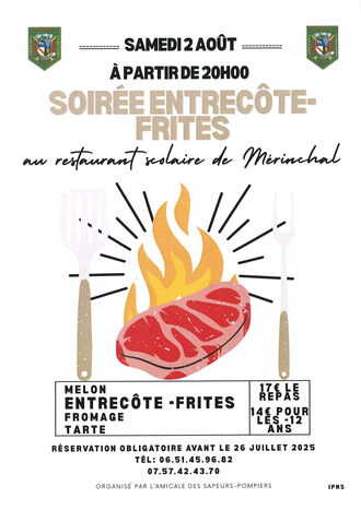 SOIREE ENTRECÔTES-FRITES ORGANISEE PAR L'AMICALE DES SAPEURS-POMPIERS