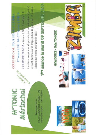 M'TONIC : Reprise des cours de GYM et ZUMBA
