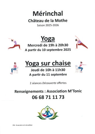 M'TONIC : reprise des séances de YOGA et YOGA SUR CHAISE