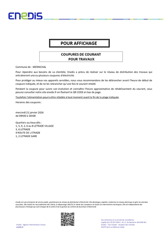 COUPURE COURANT ENEDIS - 21/01/2026