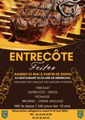 REPAS ENTRECÔTE-FRITES ORGANISE PAR L'AMICALE DES SAPEURS POMPIERS