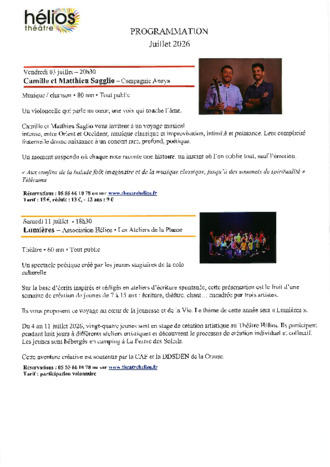 PROGRAMMATION JUlLLET 2026 THEATRE HELIOS