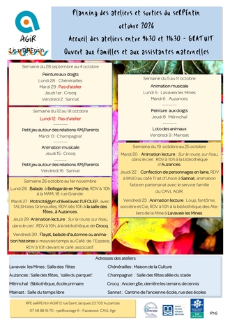 ATELIERS DU seRPEntin - OCTOBRE 2026