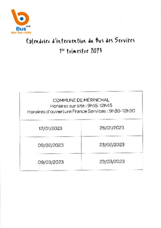 BUS DES SERVICES 1er TRIMESTRE 2023