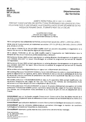 ARRETE PREFECTORAL SECHERESSE VIGILANCE