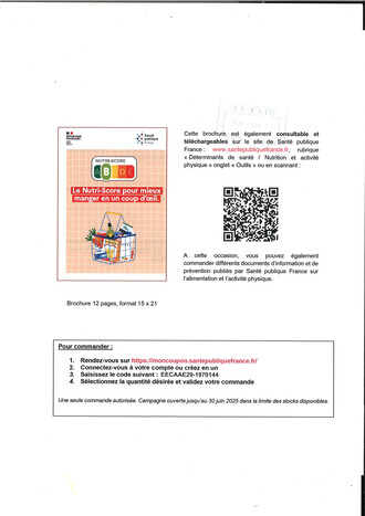 BROCHURE NUTRI-SCORE POUR MIEUX MANGER GRATUITE