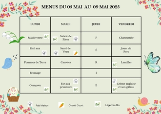 MENUS CANTINE MAI 2025