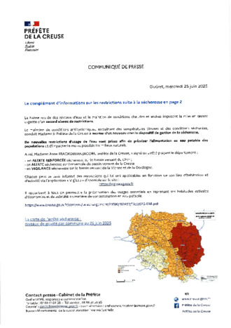 ALERTE SECHERESSE ET RESTRICTIONS SECOND NIVEAU