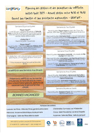 RELAIS PETITE ENFANCE - PLANNING JUILLET/AOUT 2025