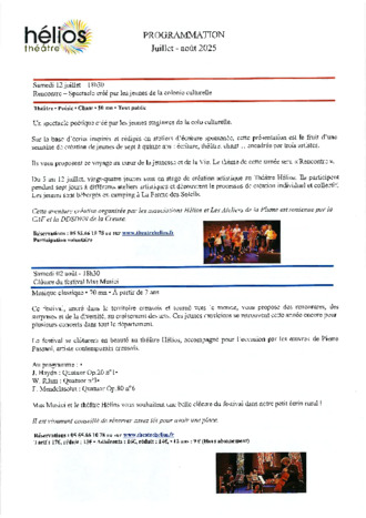 PROGRAMMATION ETE 2025 THEATRE  HELIOS 