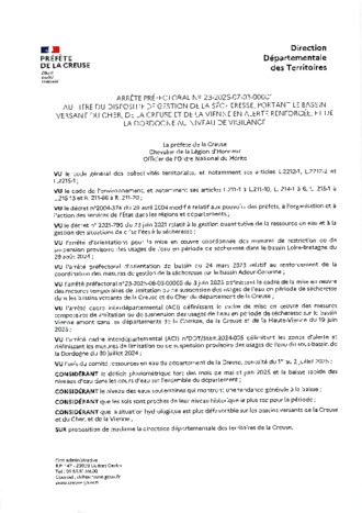 SECHERESSE : Passage en Alerte renforcée 