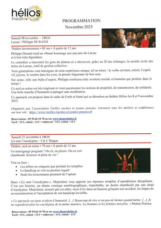 PROGRAMMATION THEATRE HELIOS NOVEMBRE 2025