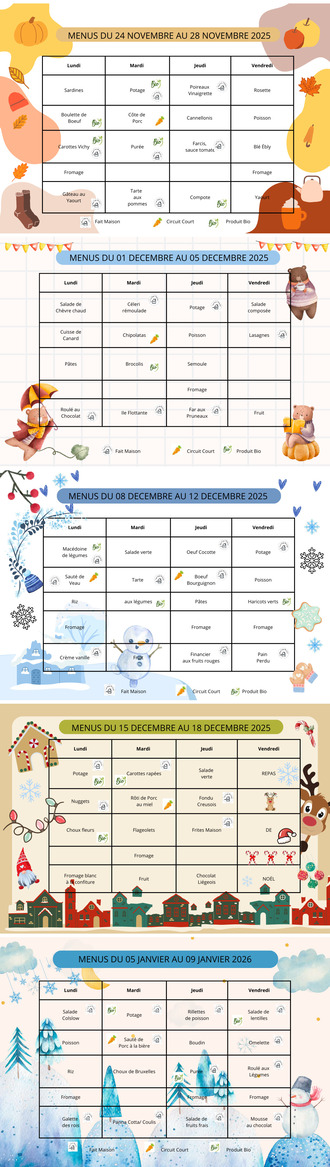 MENUS RESTAURATION SCOLAIRE