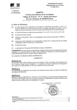 ARRETE INTERDICTION CIRCULATION LE POUYAL