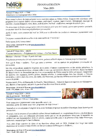 PROGRAMMATION MARS 2026 THEATRE HELIOS