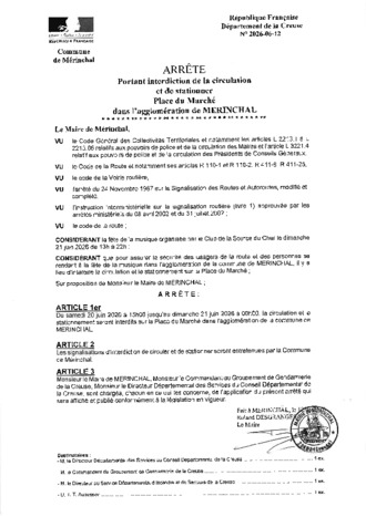 ARRETE CIRCULATION ET STATIONNEMENT PLACE DU MARCHE